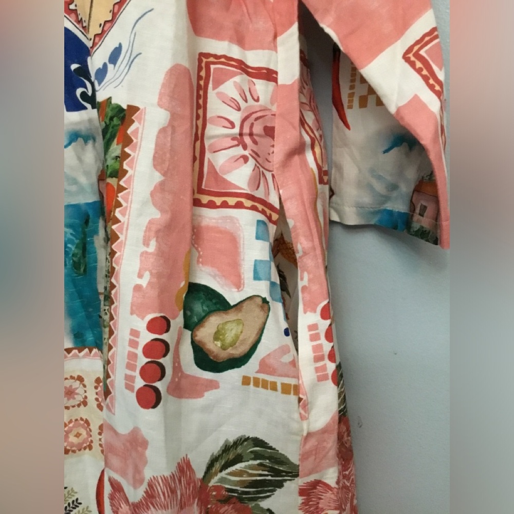 Tropical Patchwork Shift Dress - Cream & Coral - Picture 6 of 16